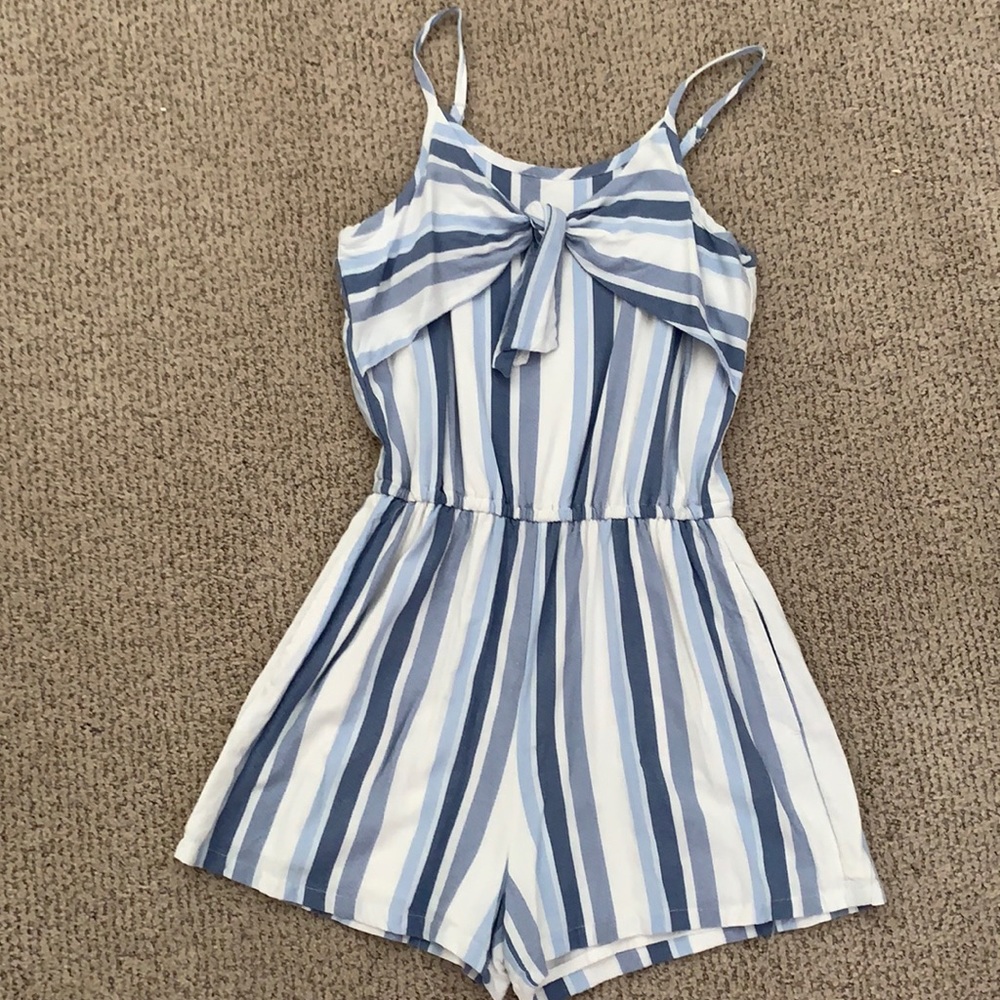 Blue striped romper